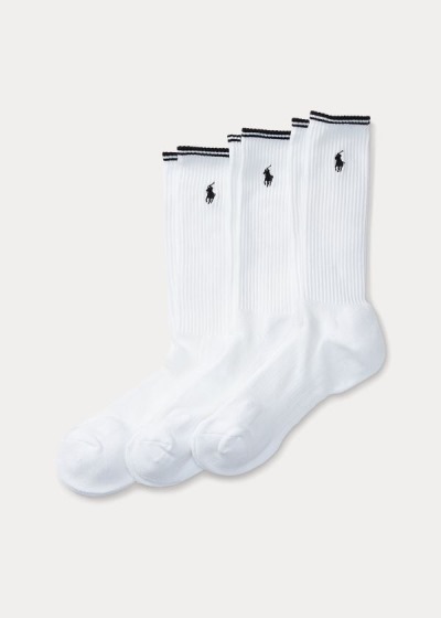 Calcetines Polo Ralph Lauren Hombre Blancos - Tech Athletic Crew 3-Pack - AHJGD3928